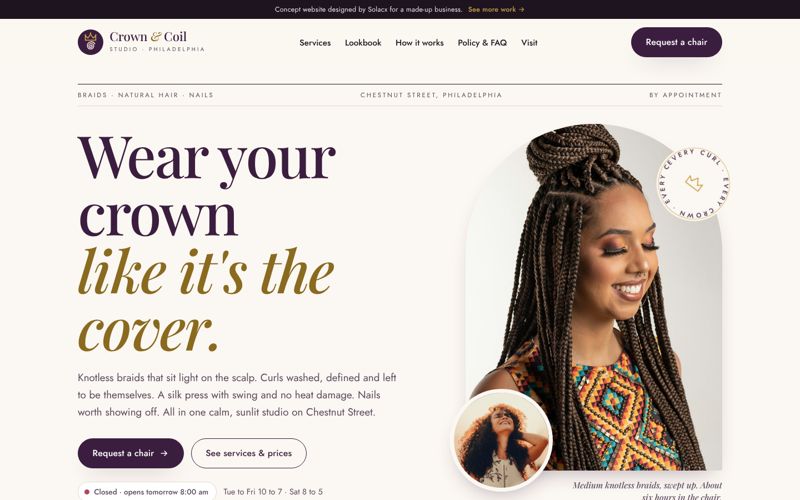 Crown & Coil Studio concept website