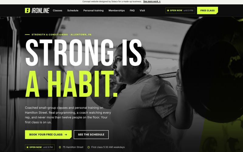 Ironline Fitness concept website
