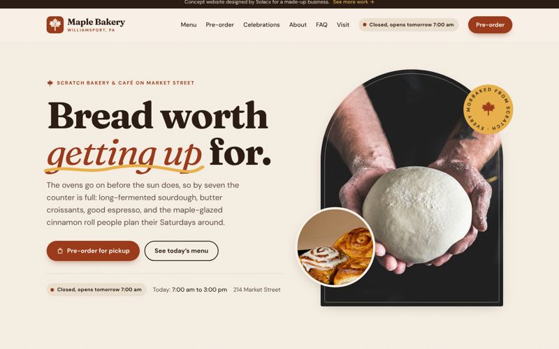 Maple Bakery concept website