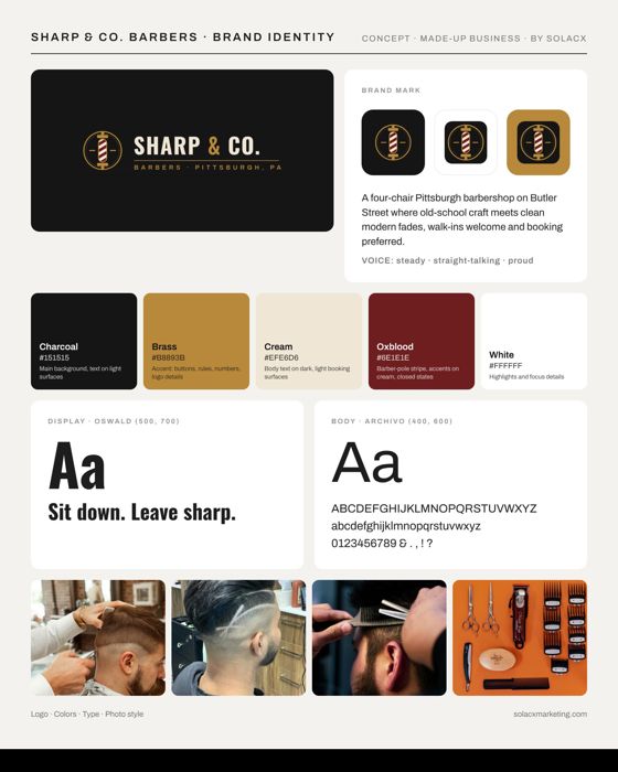 Sharp & Co. Barbers brand identity